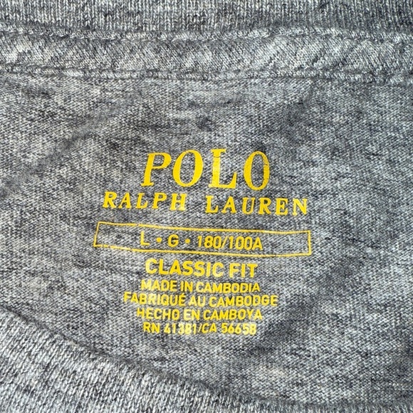 Polo by Ralph Lauren Classic Fit Long Sleeve Casual Tee Shirt Size Large Gray - Picture 6 of 8